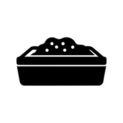 Black silhouette of a baking pan filled with dough ready to bake