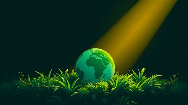 Illuminated Earth Surrounded by Darkness, Symbolizing Hope, Life, and Environmental Awareness, Green Ecology Concept Highlighting Sustainability, Climate Change, and the Urgent Need for Global.