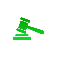 Fototapeta premium Green Gavel Icon – Court Verdict Symbol, Legal Judgment Vector, Justice Silhouette