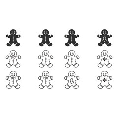 Gingerbread man icon set, a festive collection of sweet holiday cookies, Christmas and winter designs