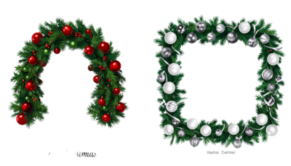  Festive Fir Garland Variations — isolated on transparent background  (2)
