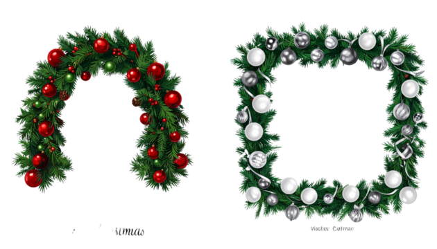  Festive Fir Garland Variations — isolated on transparent background  (2)