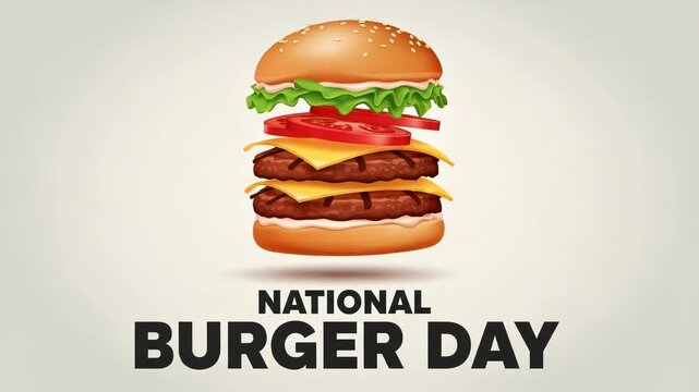 National burger day illustration with double patty burger