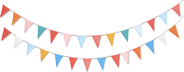 Obraz premium Bunting garland pennant triangle colorful festive banner with cheerful mood