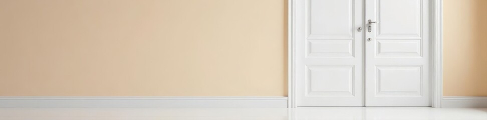 Pair of white plastic French doors, studio shot , replacement, bright, security