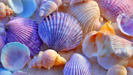 sea shell on white background background with sea shells