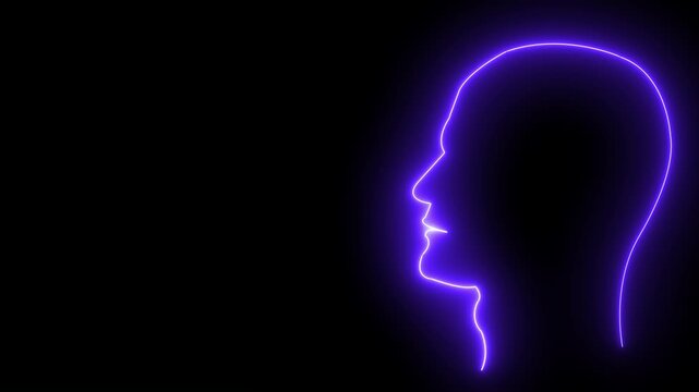 Human head profile outline, blank mind concept. Digital graphics for advertising and creativity. 4k video