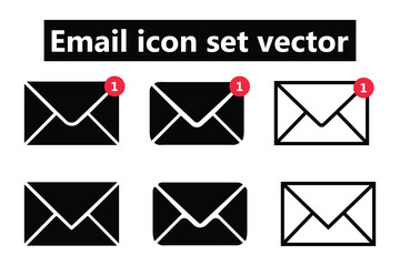 Email icon set black, Vector email icon design , Email icon template, mail icon black vector