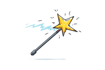 Magic wand with star illustration for new year wish and sparkle.