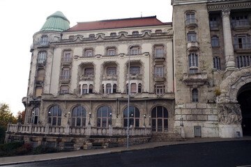 Facade of an old building in Budapest, Hungary