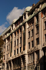 Facade of an old building in Budapest, Hungary