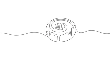 Fresh donuts Icon continuous single line art vector illustration,