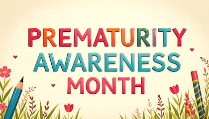 Illustration of prematurity awareness month with colorful text and decorations 4k and hd image