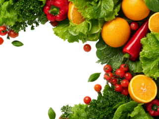 Fresh vegetables citrus lettuce pepper tomato bring vibrant healthy border frame