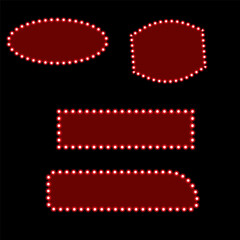 Set of shiny glowing horizontal and vertical retro light box vintage frame vector