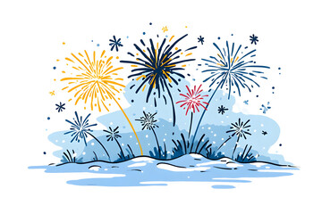 Fireworks explosion illustration for new year celebration night.