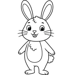 Adorable cartoon bunny rabbit standing upright with a happy expression and long ears perfect for children s illustrations and coloring pages