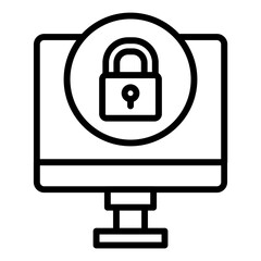 Computer Security Line Color Icon