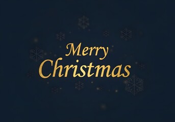 Elegant golden text wishing a Merry Christmas against a deep blue background with subtle snowflakes