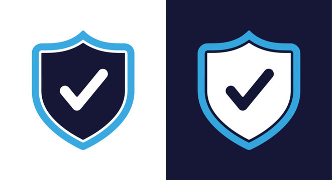 Security checkmark shield logo - Vector icon symbol for website - Icon vector - Blue icon vector - Line and glyph solid icon and logo template