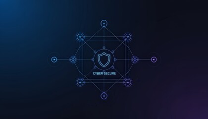 Digital shield icon representing cyber secure network protection against crime, surrounded by futuristic abstract technology connections on a dark background