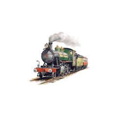 Obraz premium Watercolor train isolated on white background