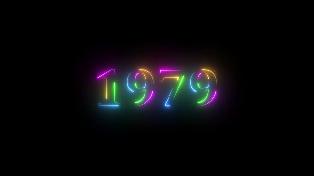 1979 neon line text. Abstract 1979 neon text animation, Glowing neon number text background. video animation . important year, important date 1979. Educational mathematics 1979 animation.