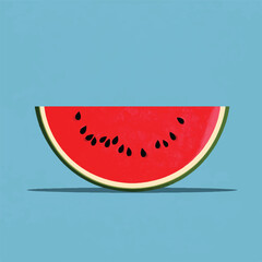 Vibrant Watermelon Slice on Light Blue Background A Refreshing Summer Treat with a Clean Aesthetic Perfect for Graphic Design and Food Illustrations