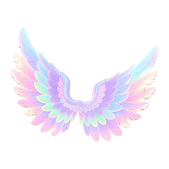 Beautiful Pastel Rainbow Angel Wings Delicate Feathered Wings For Fantasy Art and Design Projects