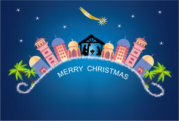 Composition with Bethlehem and Christmas inscription