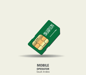 Saudi Arabia SIM Card — 3D Render of Mobile Operator and Global Connection
