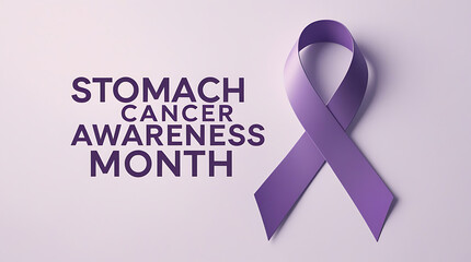 Stomach cancer awareness month with a purple ribbon on a light background image 4k and hd image