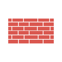 Obraz premium Red brick wall stands tall, showcasing its simple pattern against a white space, creating a minimalist and clean architectural image.