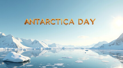 Antarctica day celebration with snow covered mountains and icy water landscape 4k and hd image