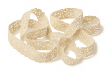 Uncooked pizzoccheri pasta ribbons with buckwheat for an authentic italian culinary experience and transparent background