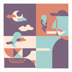 Illustration of the cooking process. A cook is seen cooking.