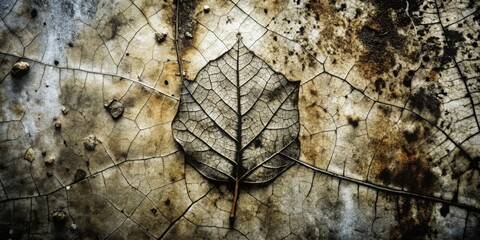 A Single Dried Leaf Rests Upon a Surface of Crumbling, Aged Foliage, Displaying Intricate Veins and Textures
