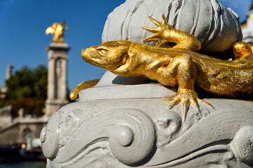 Golden Salamander on the  Alexandre III Bridge (Paris)

