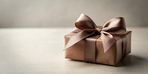 A luxuriously wrapped gift box tied with a satin ribbon, ready for a special occasion