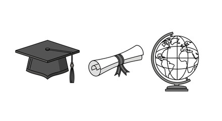 graduation cap and diploma