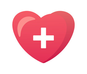 Obraz premium Red Heart with Medical Cross Icon Health Care Love