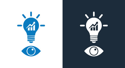 Business insight and growth idea - Vector icon symbol for website - Icon vector - Blue icon vector - Line and glyph solid icon and logo template