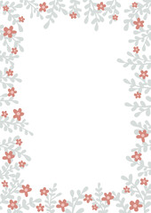 Green mint brush of leaves and vintage wild flower frame illustration for decoration on Christmas holiday and rustic nature.