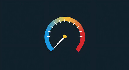 A digital speedometer displaying variable performance levels and metrics in a modern, sleek design.