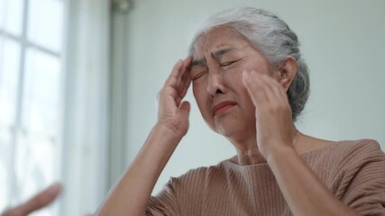 Elderly Woman Experiencing Stress Indoor Home Setting Portrait Photography Calm Environment Close-Up View Emotional Health - Powered by Adobe