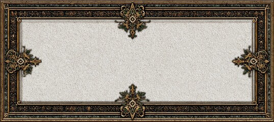 Baroque Victorian frame border copy space background template. Generative AI technology.