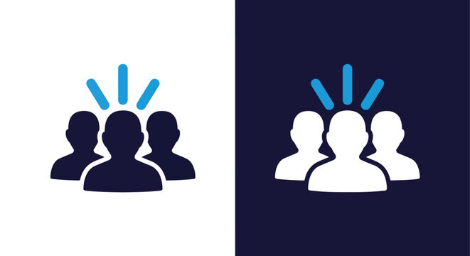 Teamwork communication icon idea - Vector icon symbol for website - Icon vector - Blue icon vector - Line and glyph solid icon and logo template