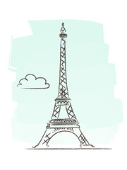 Vector illustration of the Eiffel Tower in retro style. Great for travel-themed designs, Paris souvenirs, posters, postcards, or vintage-inspired editorial and creative projects.