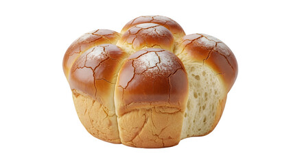 Lightly Dusted Golden Brown Brioche Pull-Apart Bread Product Shot isolated PNG with Transparent Background