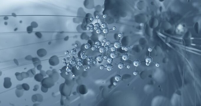 Gentamicin rotating molecular 3d structure ball-and-stick model, looped video antibiotic
